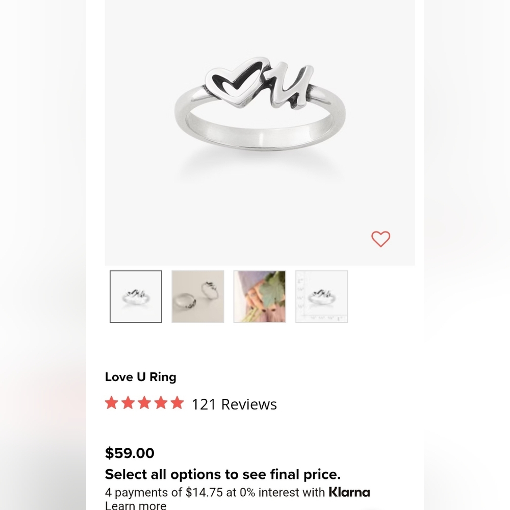 James Avery Love U Ring